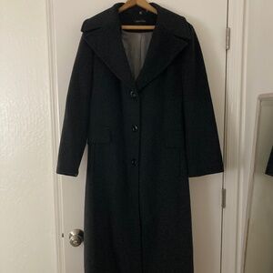 Calvin Klein Black Wool Blend Long Ankle Length Coat 12 M/L